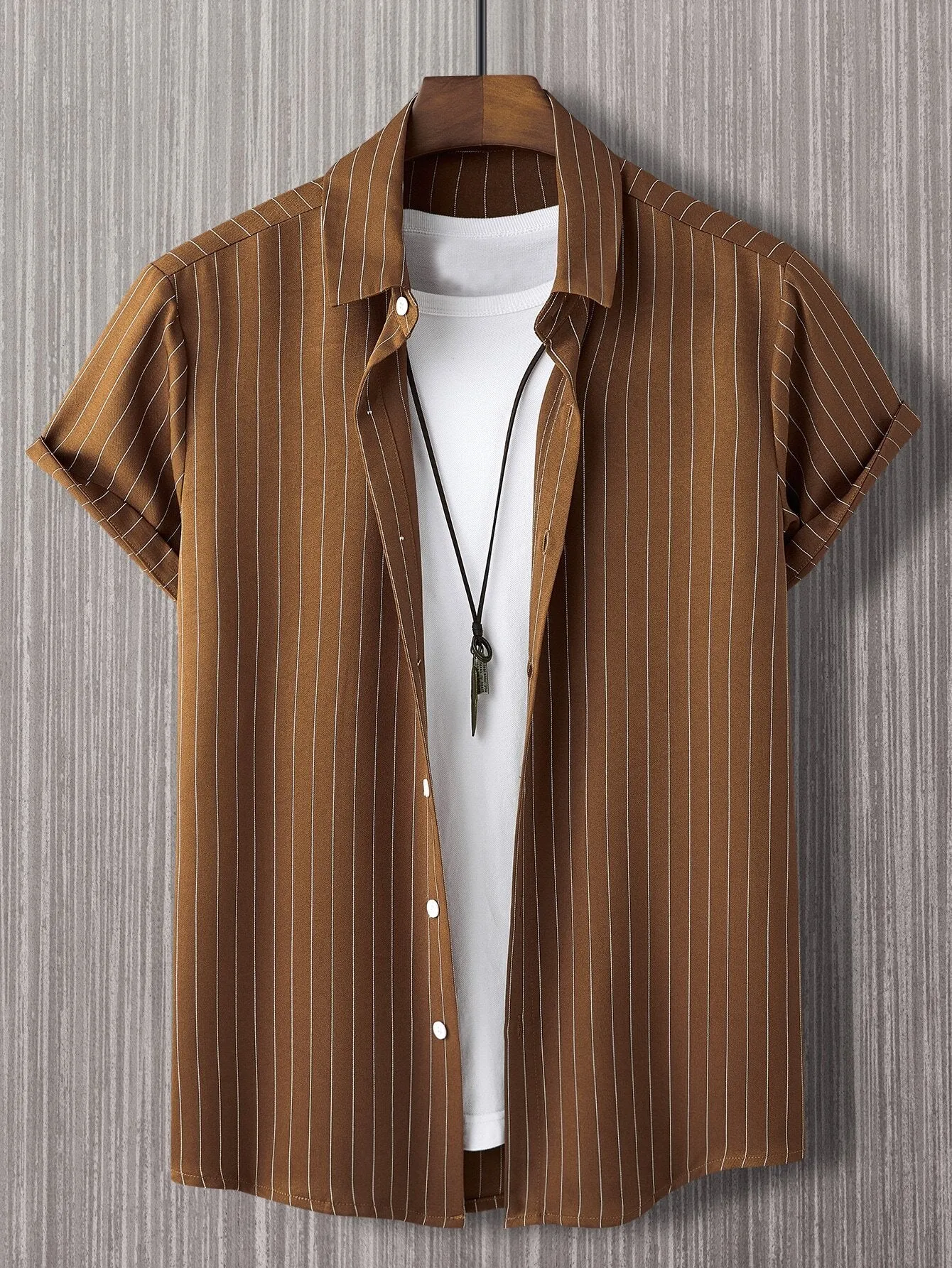 Manfinity Homme Men Striped Button Front Shirt Without Tee