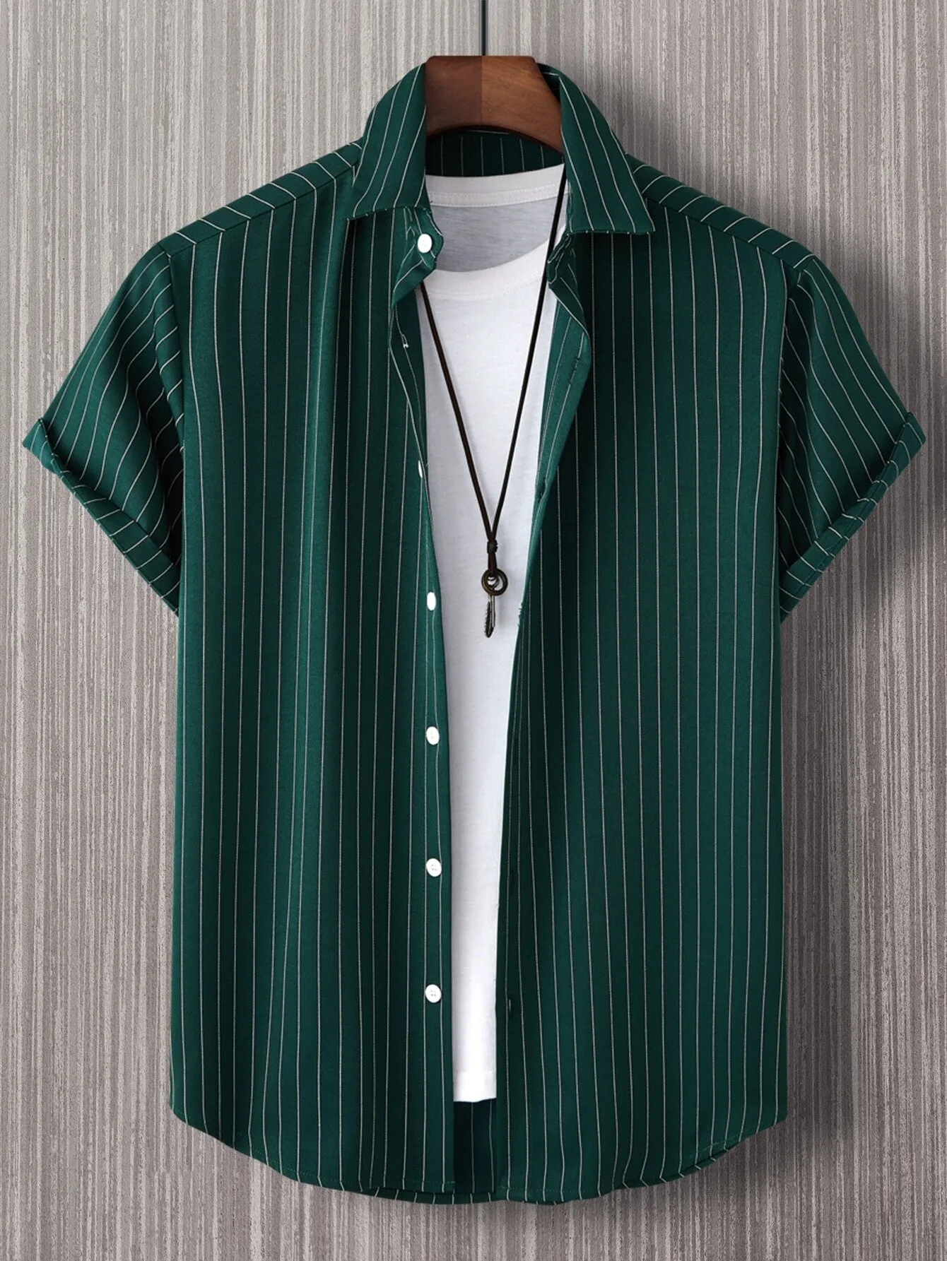 Manfinity Homme Men Striped Button Front Shirt Without Tee