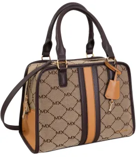 Max Studio Signature Jacquard Satchel Bag with Adjustable Crossbody Strap