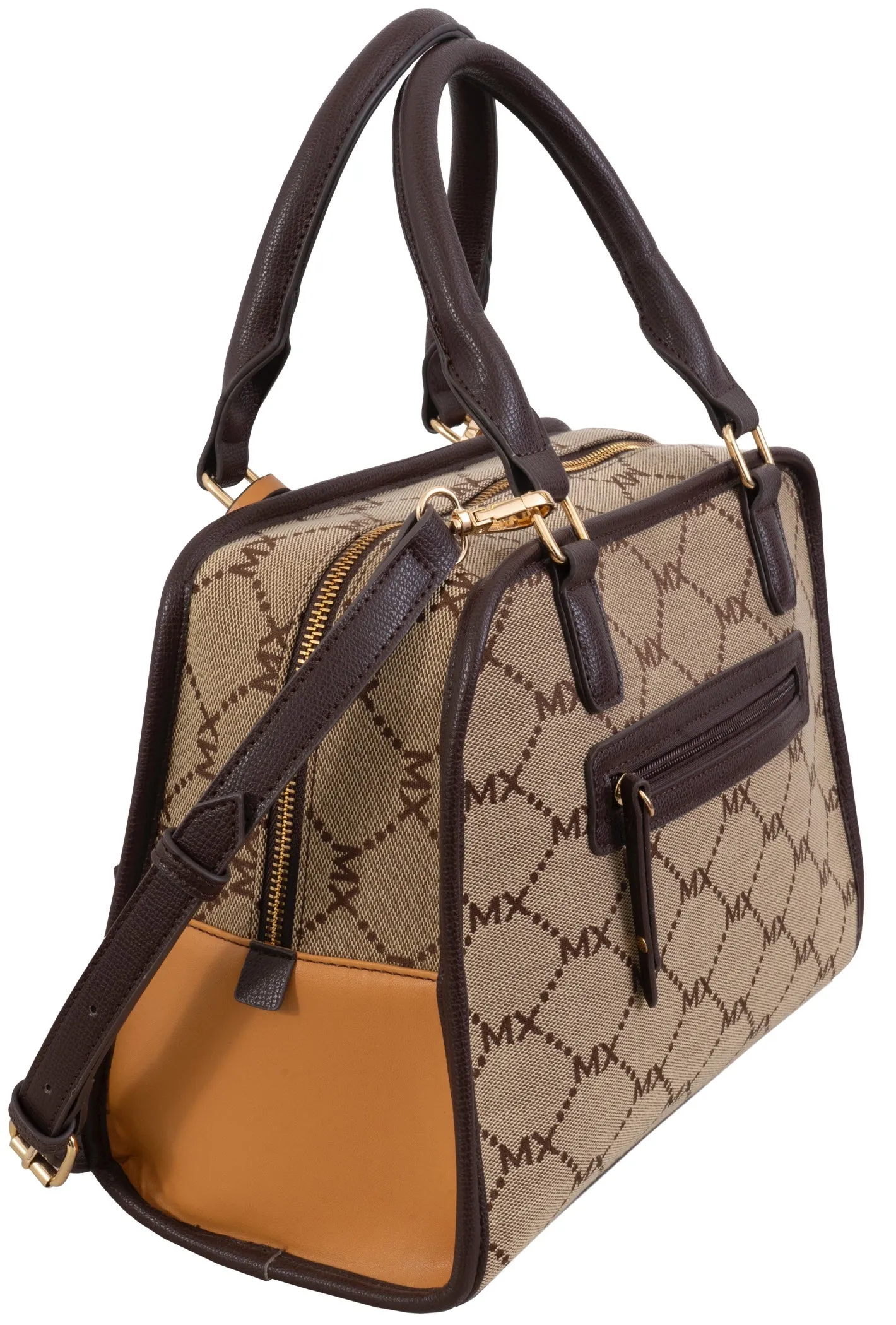 Max Studio Signature Jacquard Satchel Bag with Adjustable Crossbody Strap