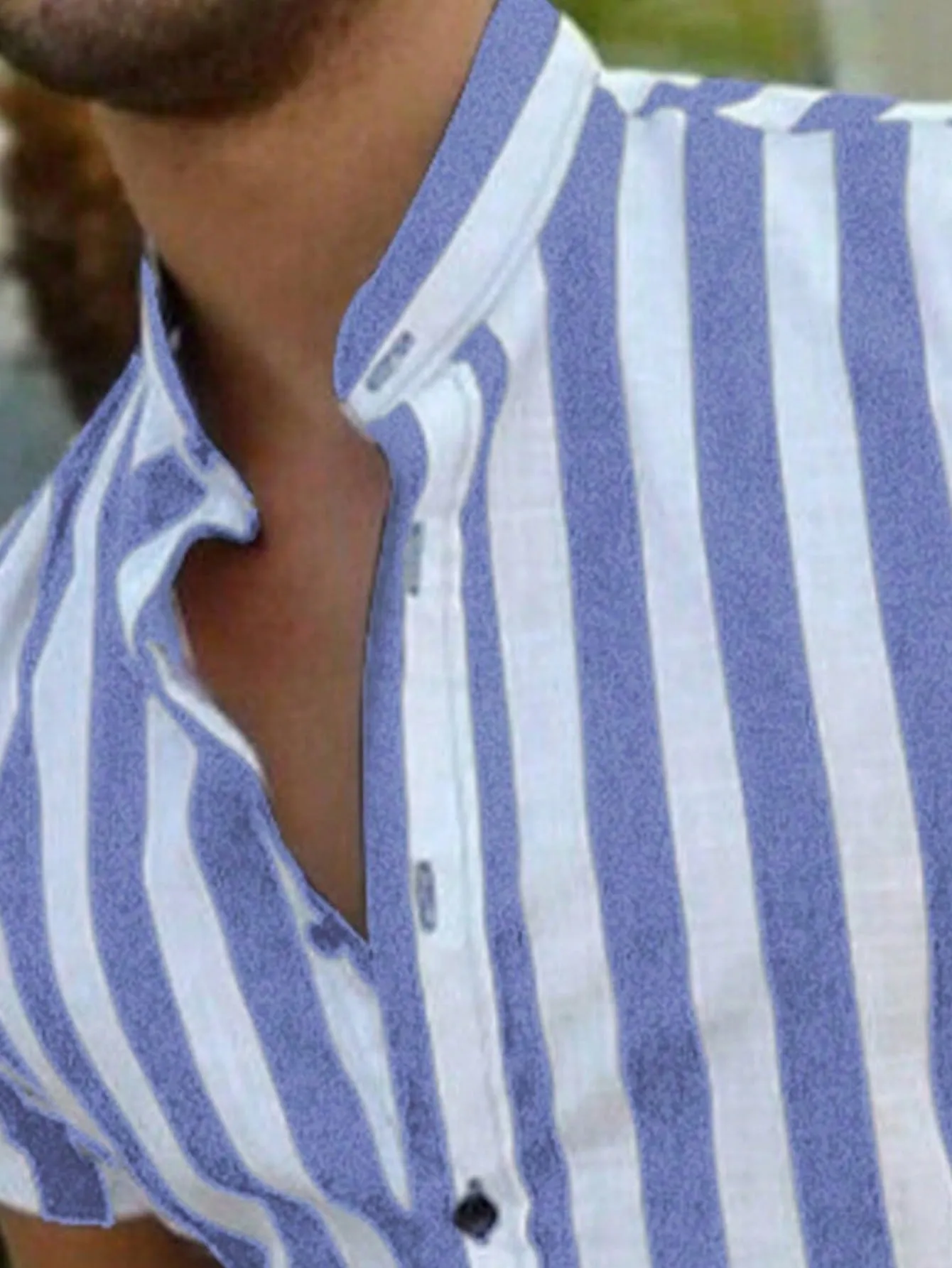 Men Vertical Striped Button Up Shirt