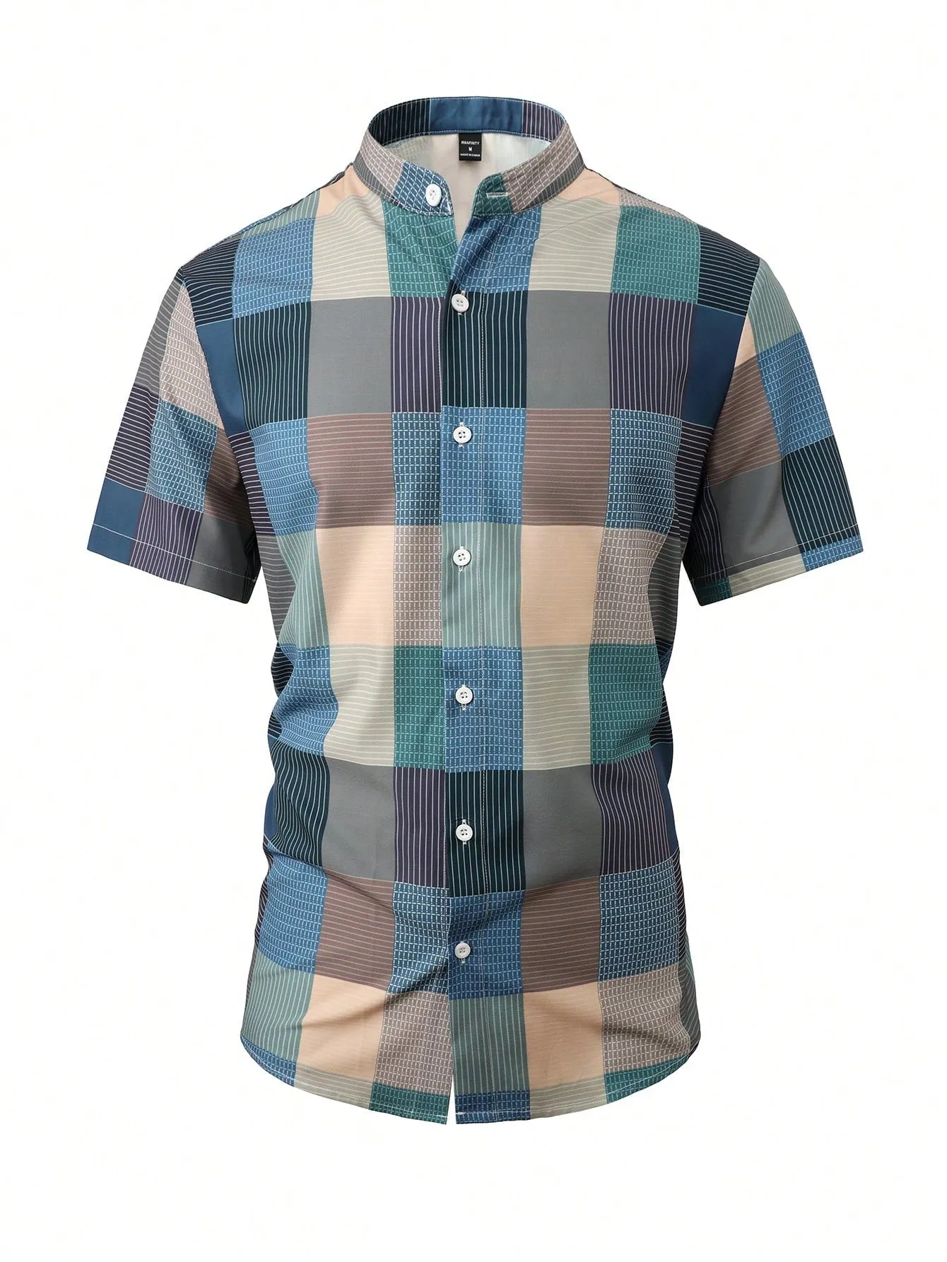 Men's Summer Casual Plaid & Printed Short Sleeve Shirt