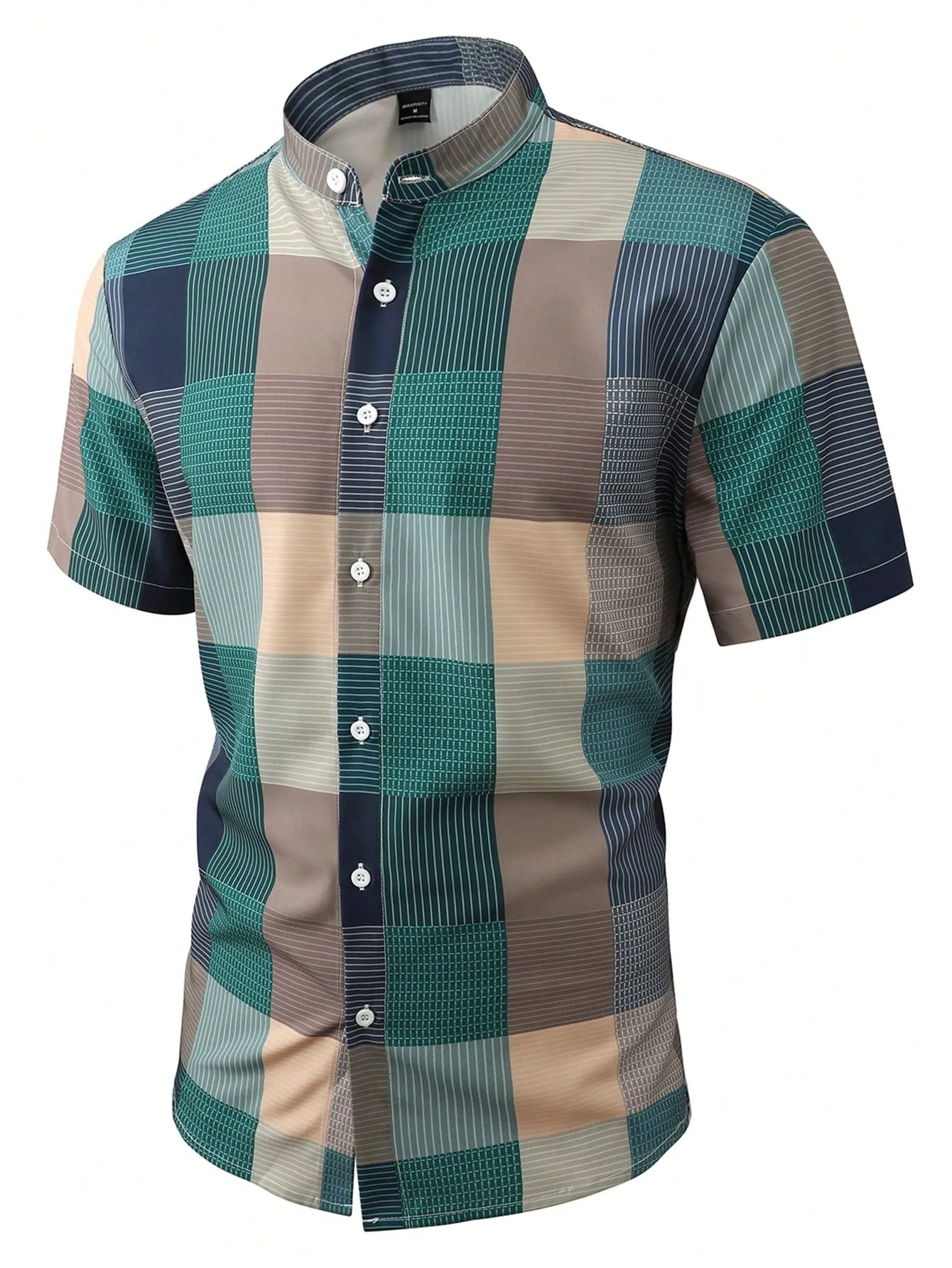 Men's Summer Casual Plaid & Printed Short Sleeve Shirt