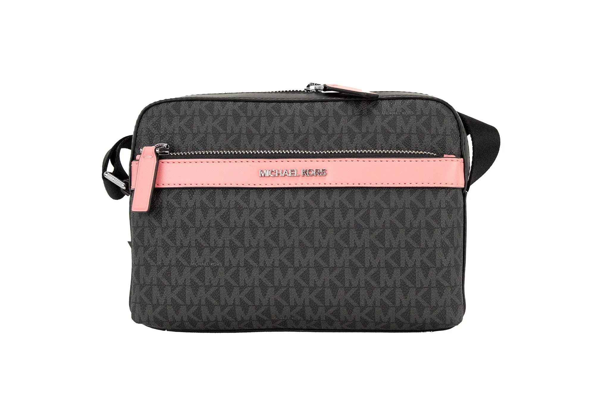 Michael Kors Cooper Small Utility Crossbody (Black Signature/Pink)