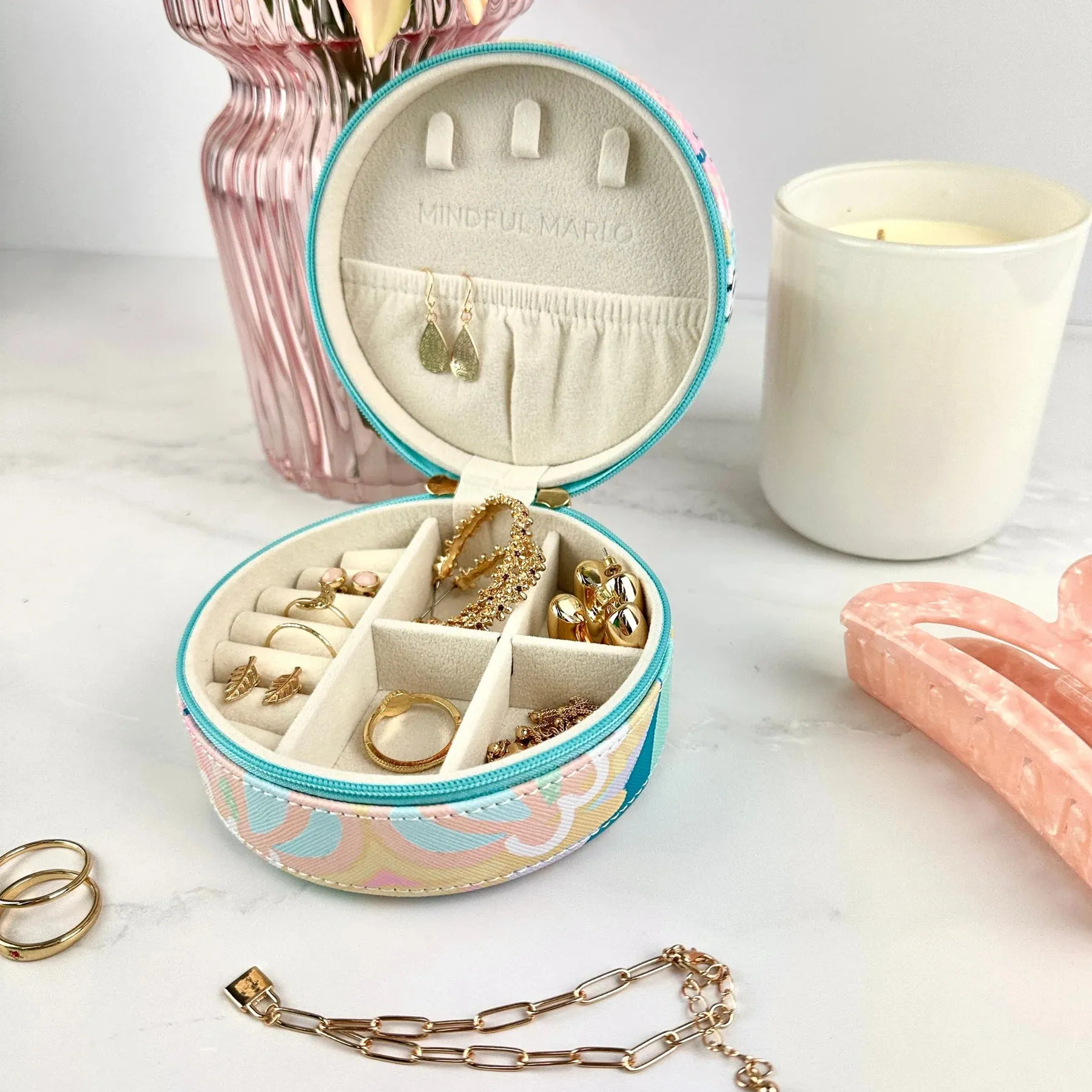 Mindful Marlo Round Jewellery Case - Haven