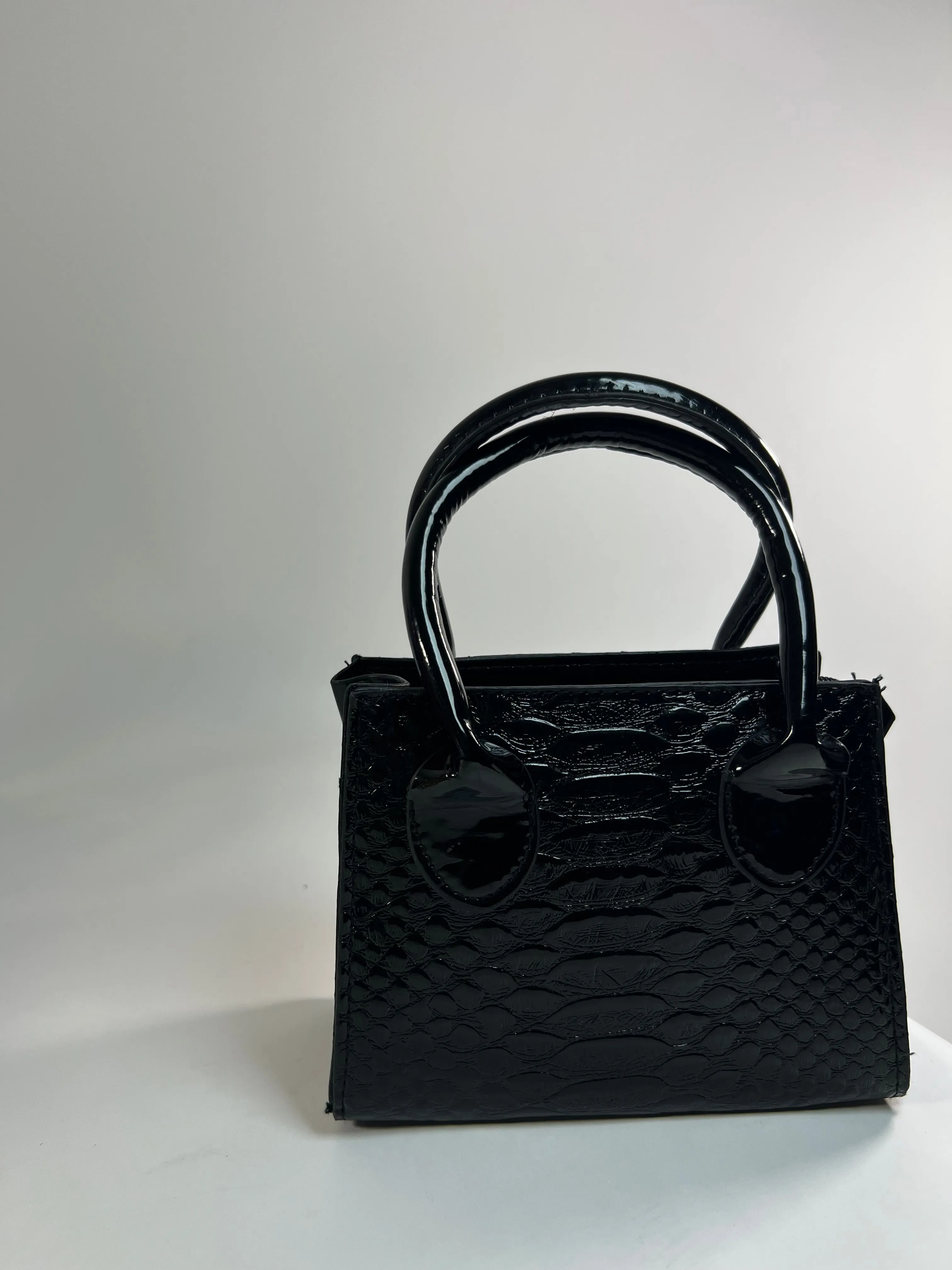 Mini Tote Metallic Faux Croc Crossbody