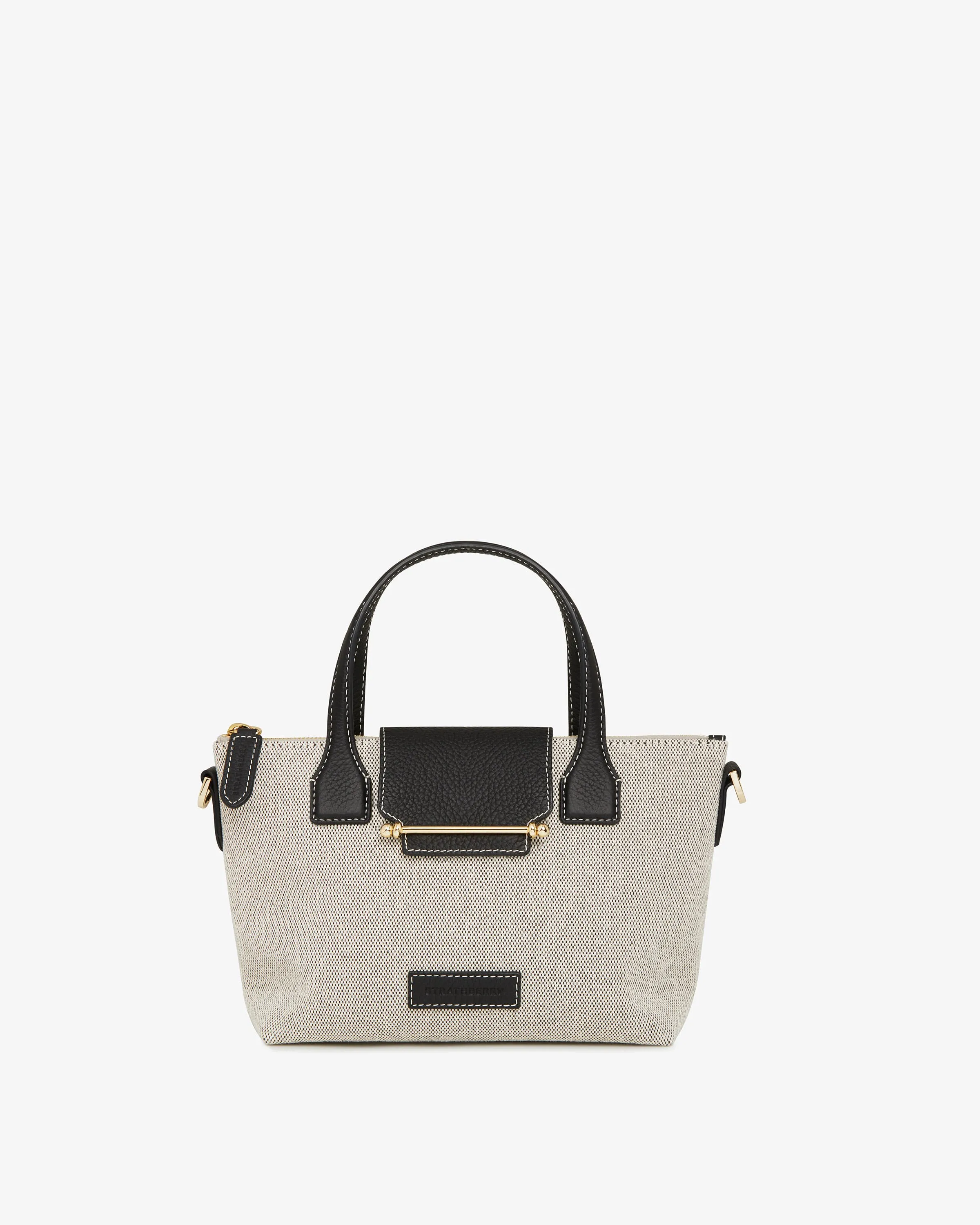 Mini Travel Tote - Black/Cream Canvas