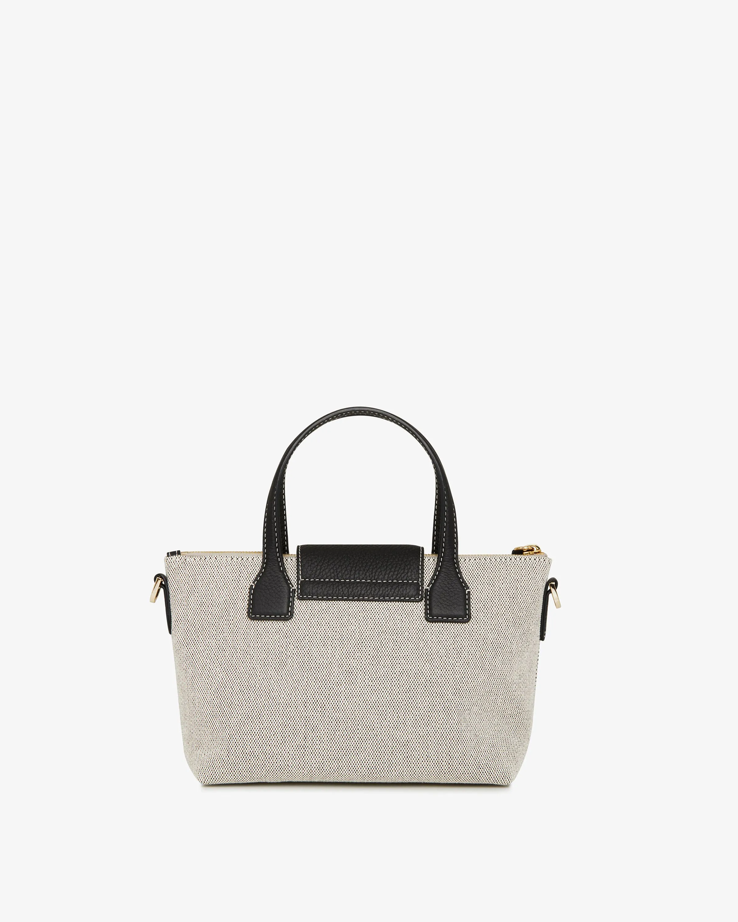 Mini Travel Tote - Black/Cream Canvas