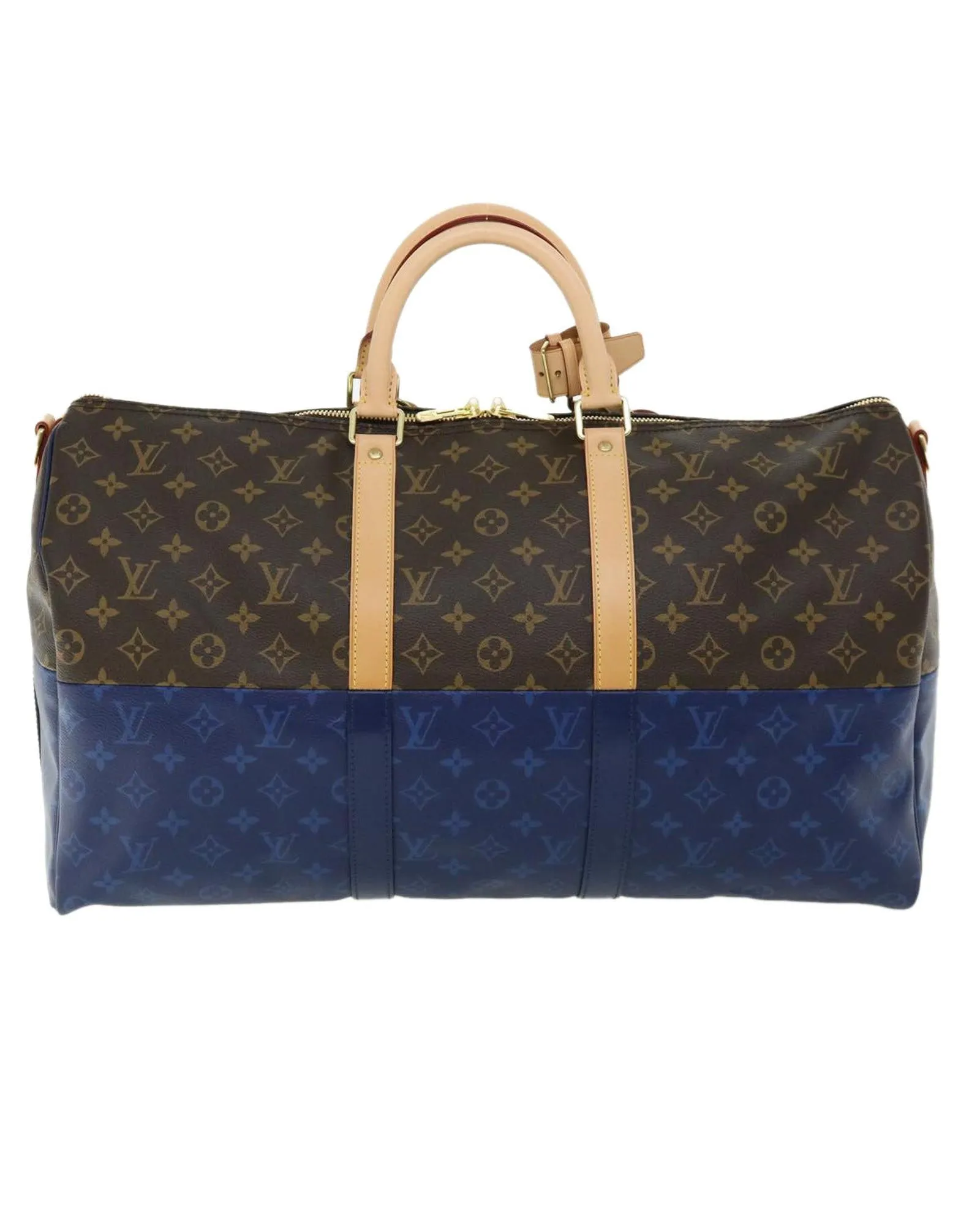 Monogram Split Keepall Bandouliere 50 Boston Bag - Blue Canvas