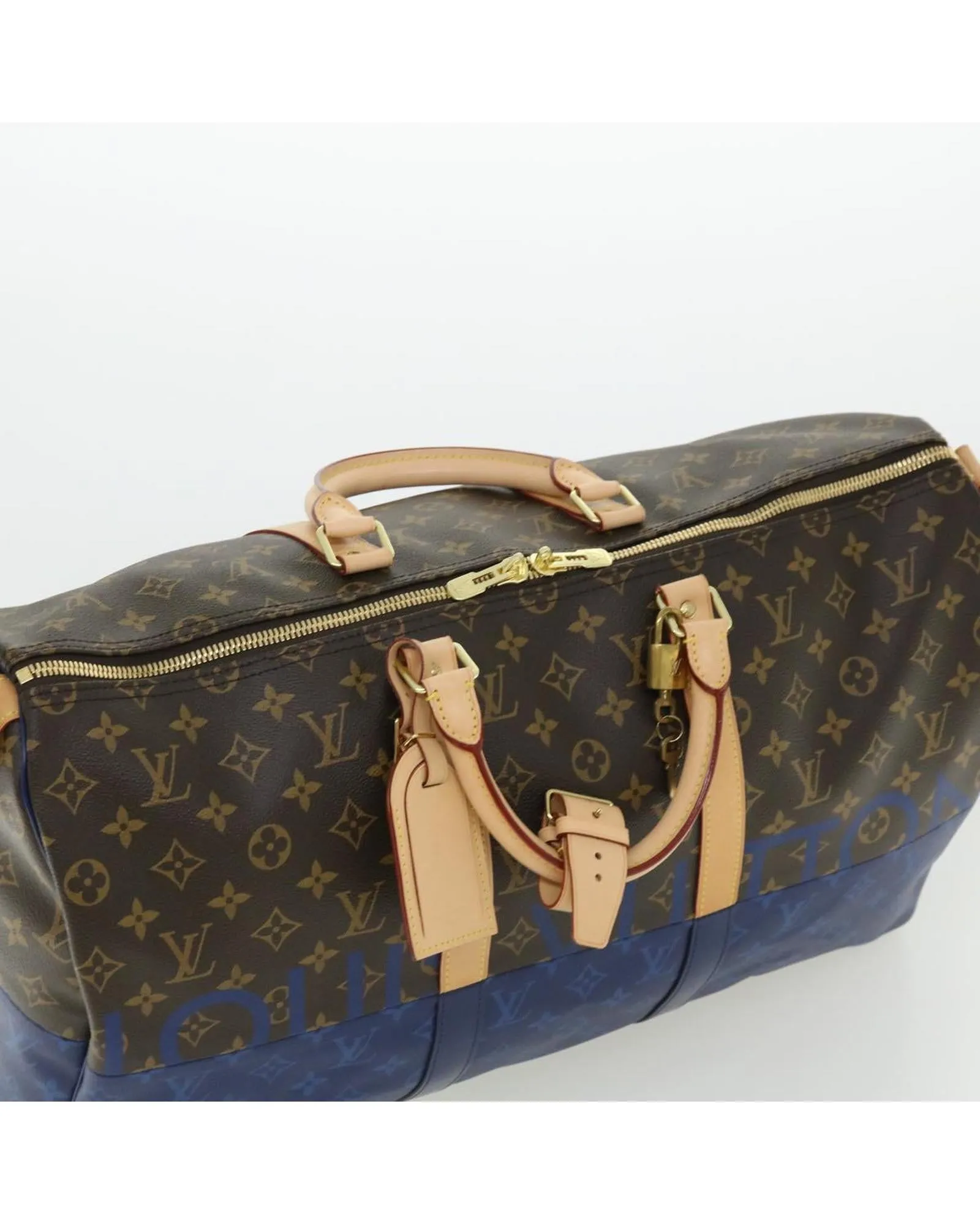 Monogram Split Keepall Bandouliere 50 Boston Bag - Blue Canvas