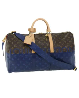 Monogram Split Keepall Bandouliere 50 Boston Bag - Blue Canvas