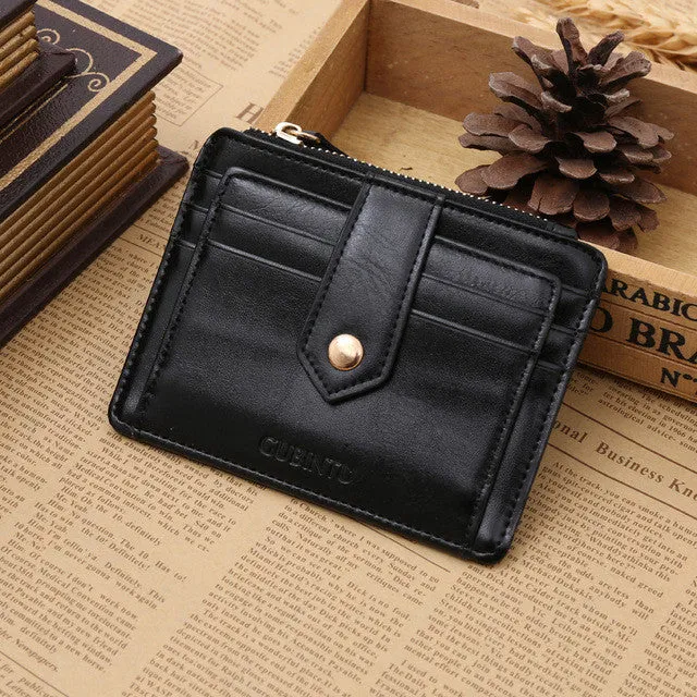 New Classic Zipper Hasp Coin Purse Black Brown Red Colors Photo Bit Credit Card Slots Coins Change Pocket Wallet Free Shipping