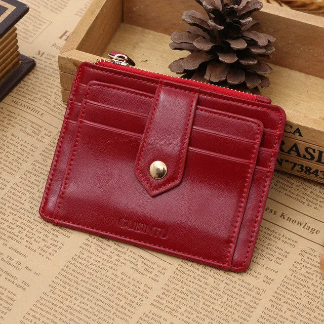 New Classic Zipper Hasp Coin Purse Black Brown Red Colors Photo Bit Credit Card Slots Coins Change Pocket Wallet Free Shipping