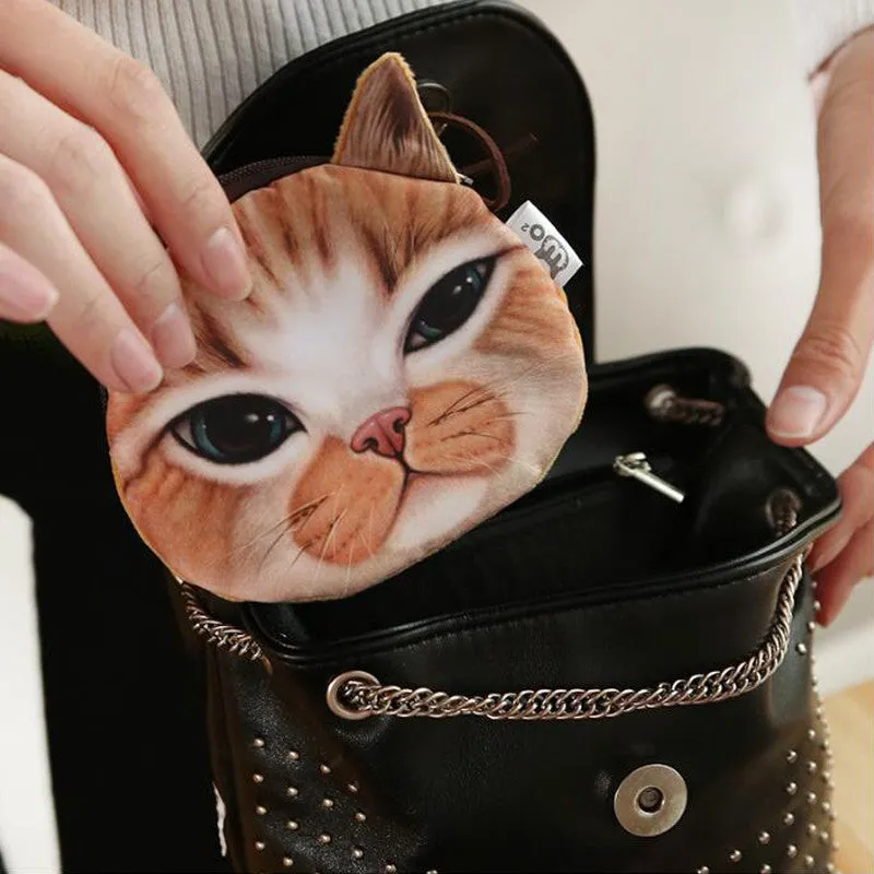 New Cute Cat Face Printed Zipper Coin Purses For Kids Cartoon Wallet Bag Coin Pouch Children Purse Holder Women Coin Wallets