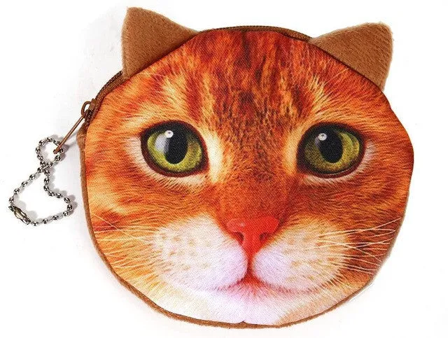 New Cute Cat Face Printed Zipper Coin Purses For Kids Cartoon Wallet Bag Coin Pouch Children Purse Holder Women Coin Wallets