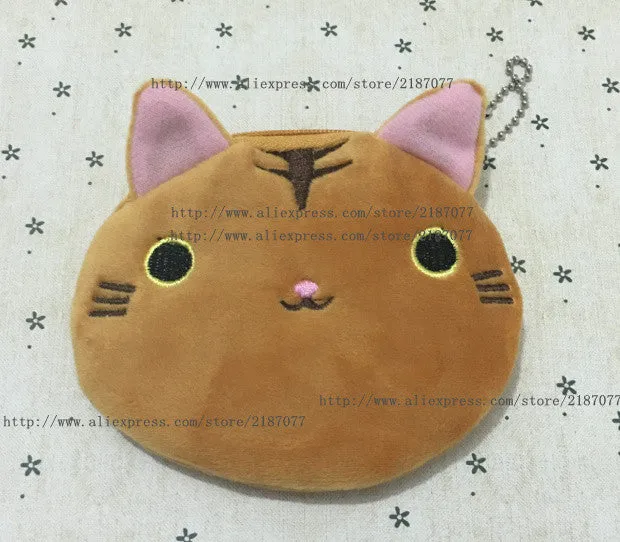 NEW Popular 7Animals , Kitty Cat and Dogs Plush Coin Purse , Gift 10CM Coin BAG Purse , Pocket Coin Wallet BAG , Keychain BAG