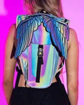 Reflective Rainbow Angel Wings Hydration Backpack