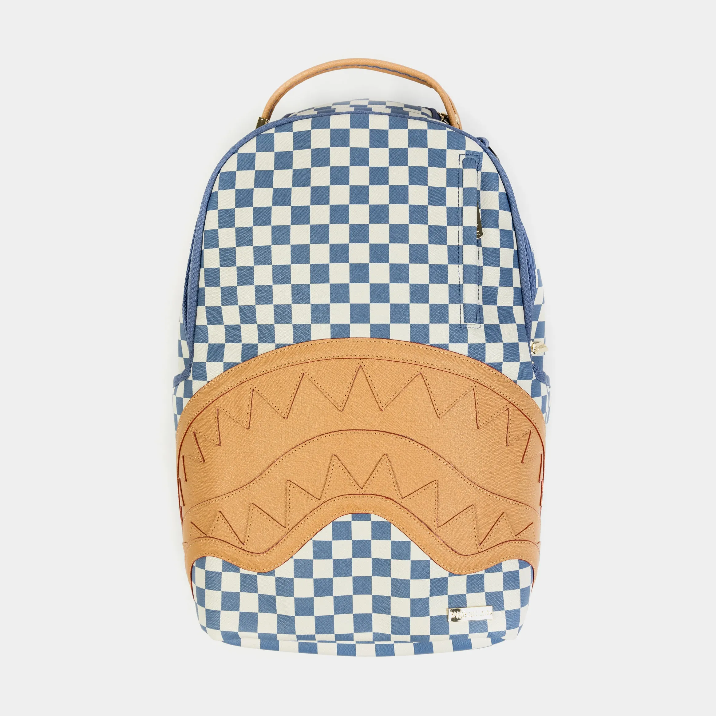 Shark Checkered Mens Backpack (Blue/Beige)