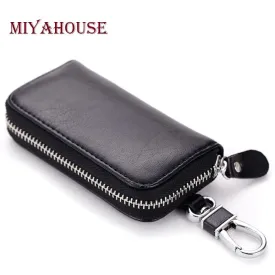 Split Leather Unisex Car Key Wallet Male Keys Organizer Women Housekeeper Holders Key Rings Fashion Keychain Cover Zipper Pouch