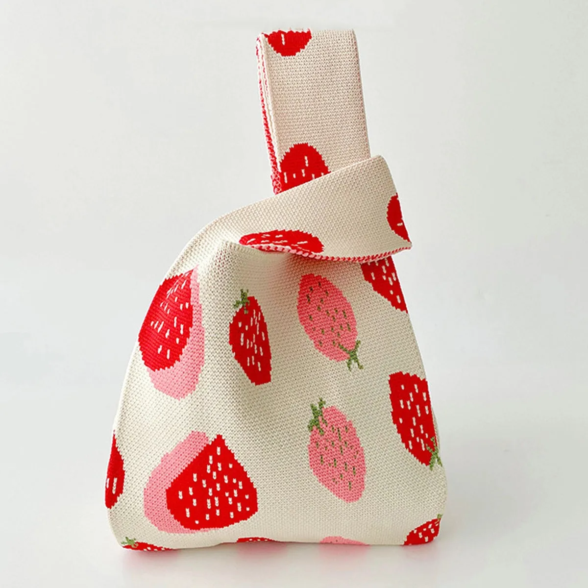 Strawberry Knitted Mini Tote Bag