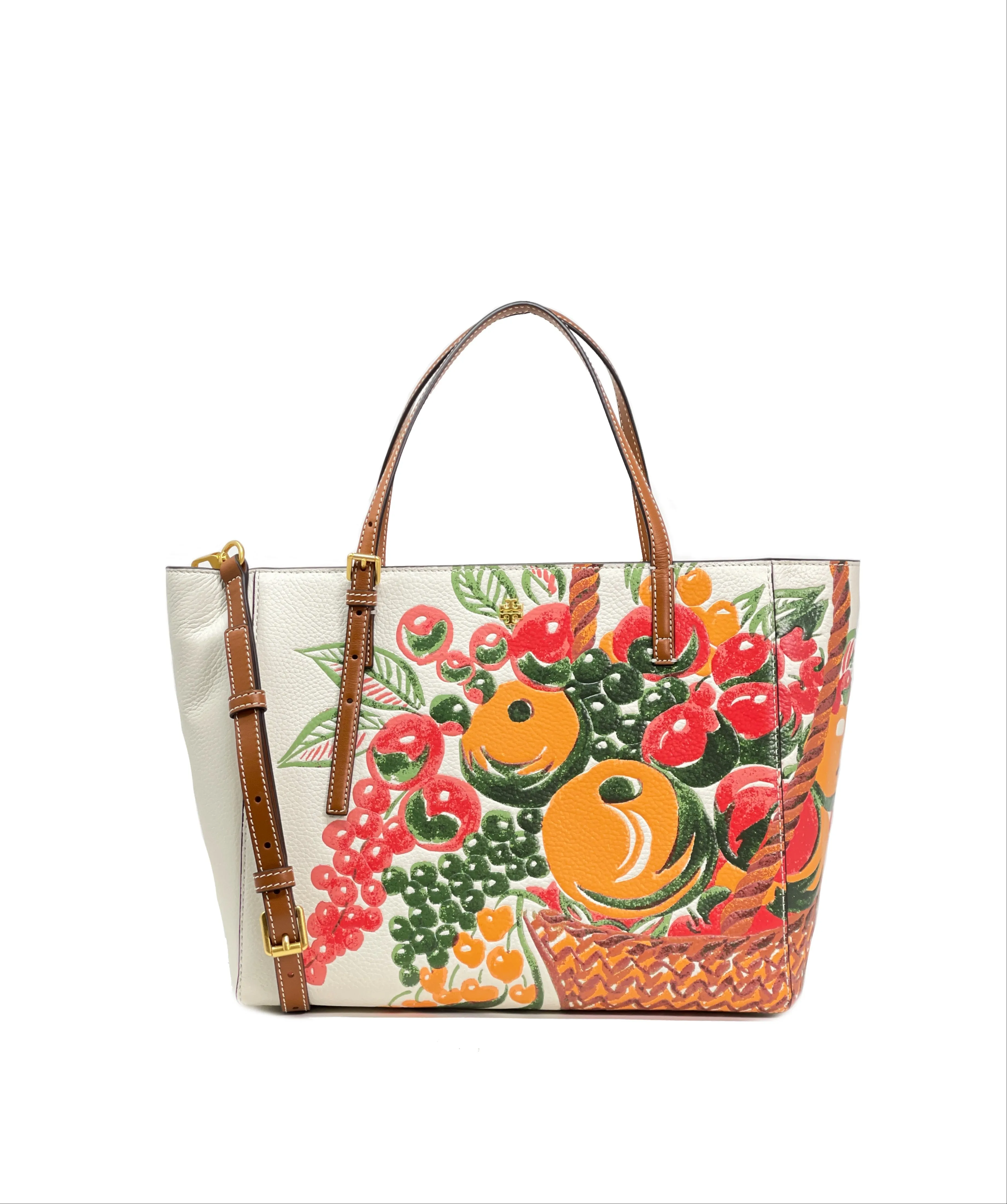 Tory Burch Snow White / Fruit Basket Emerson Printed Small Tote