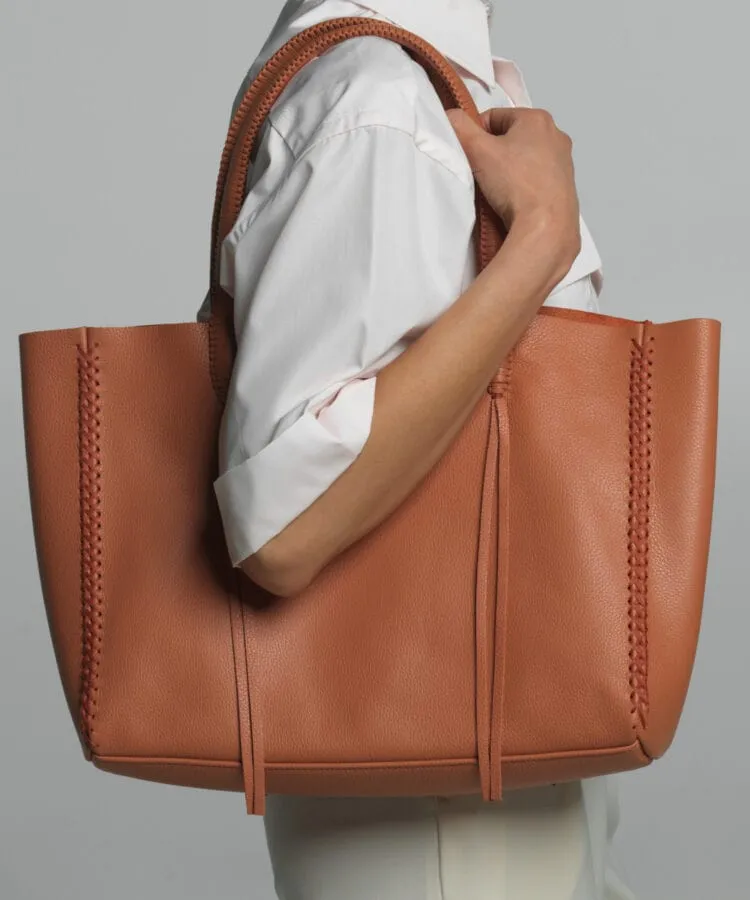 Tote Medium Grained Leather Peach