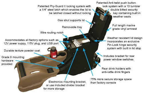 Tuffy Security Rear Half Console w/Electronics Mounting Bracket - 2011-2018 Jeep JK