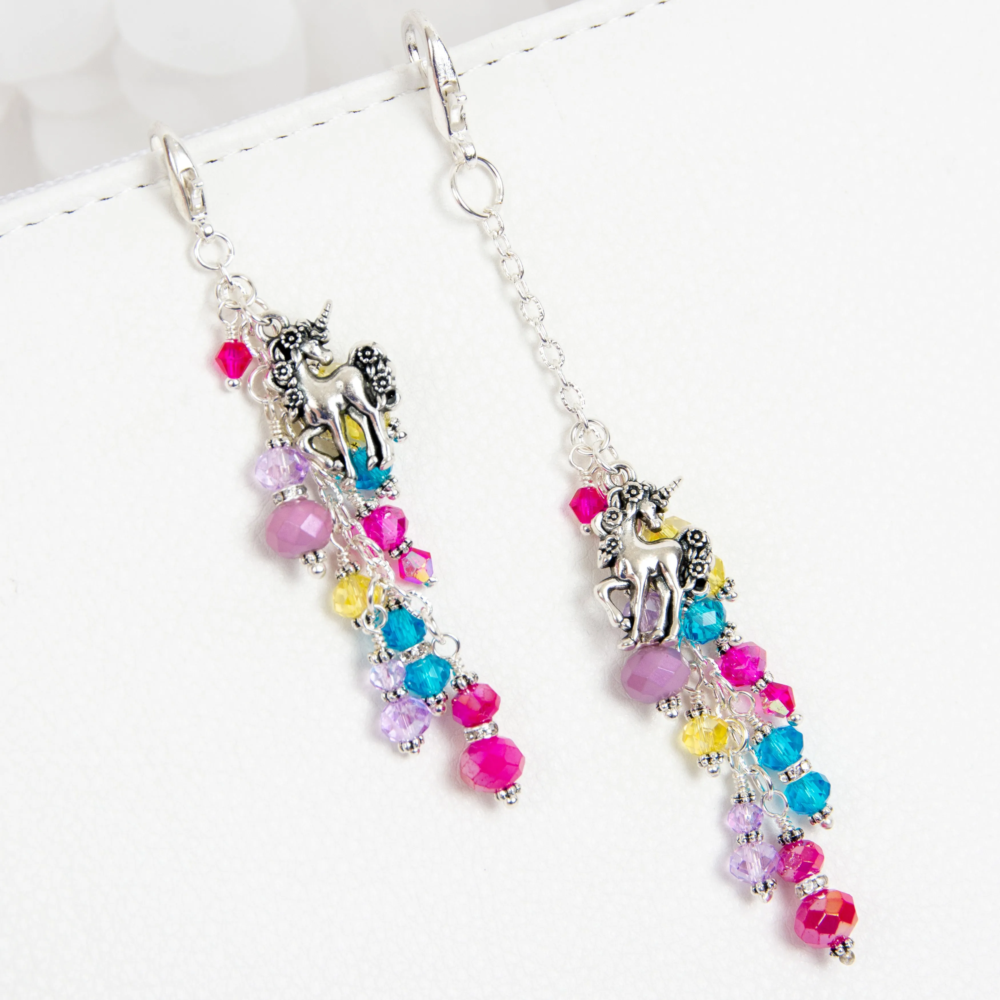 Unicorn Planner Charm with Pink, Purple and Yellow Crystal Dangle