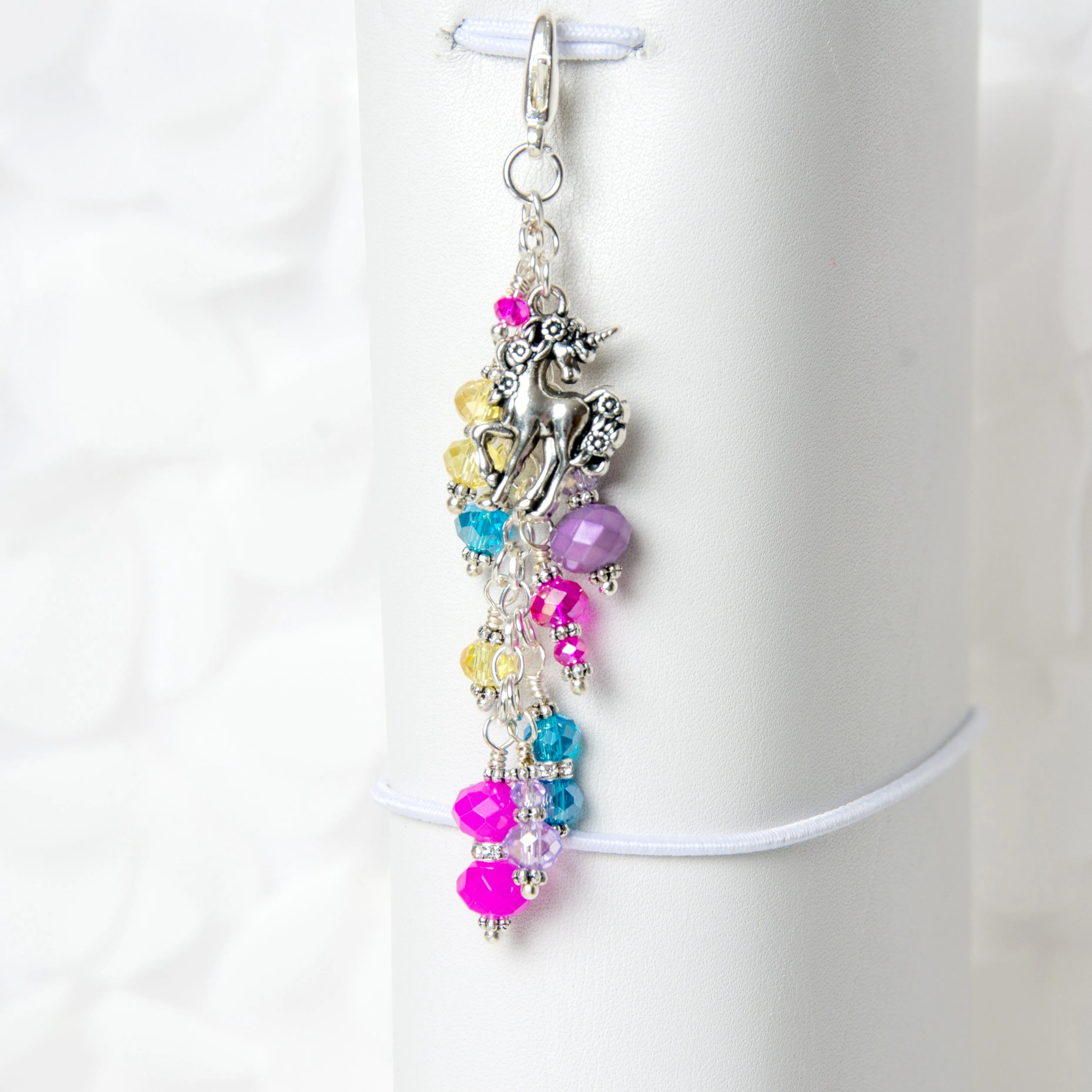 Unicorn Planner Charm with Pink, Purple and Yellow Crystal Dangle