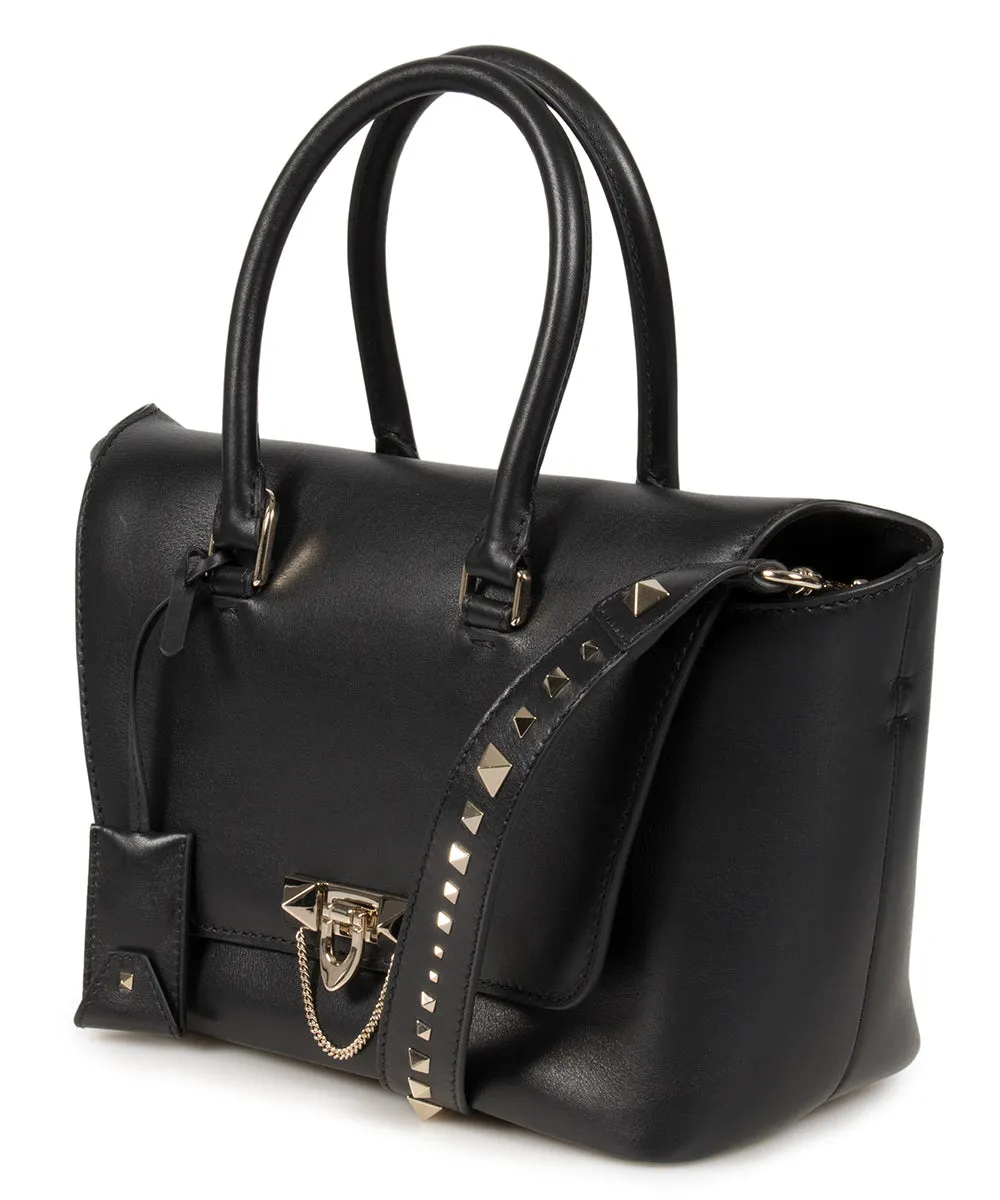 Valentino Small Demilune Double Handle Bag in Black