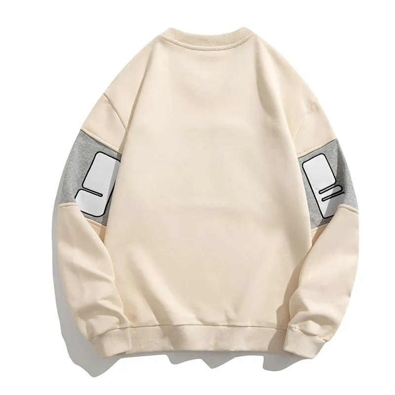 Versatile Patched Detail Drop Shoulder Letter Patchwork Sweatshirt