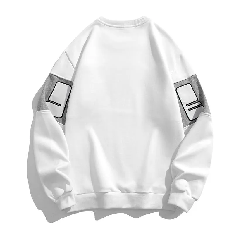 Versatile Patched Detail Drop Shoulder Letter Patchwork Sweatshirt