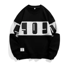 Versatile Patched Detail Drop Shoulder Letter Patchwork Sweatshirt