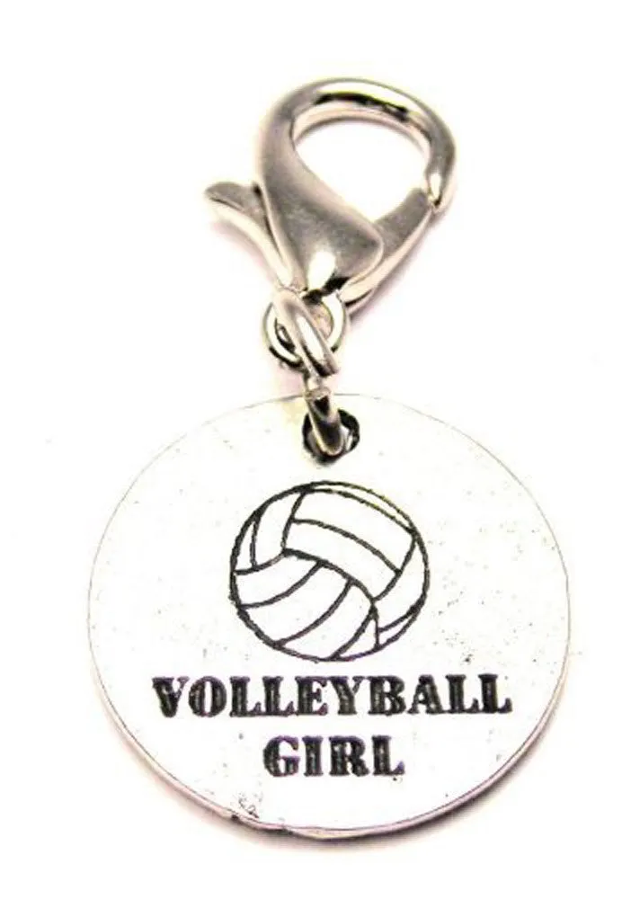 Volleyball Girl Circle Zipper Pull