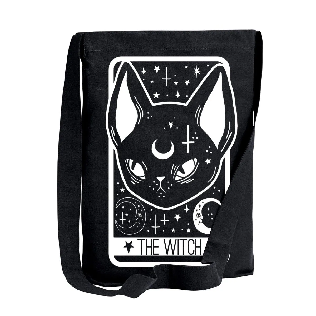 Witch Black Cat Tarot Card Sling Tote