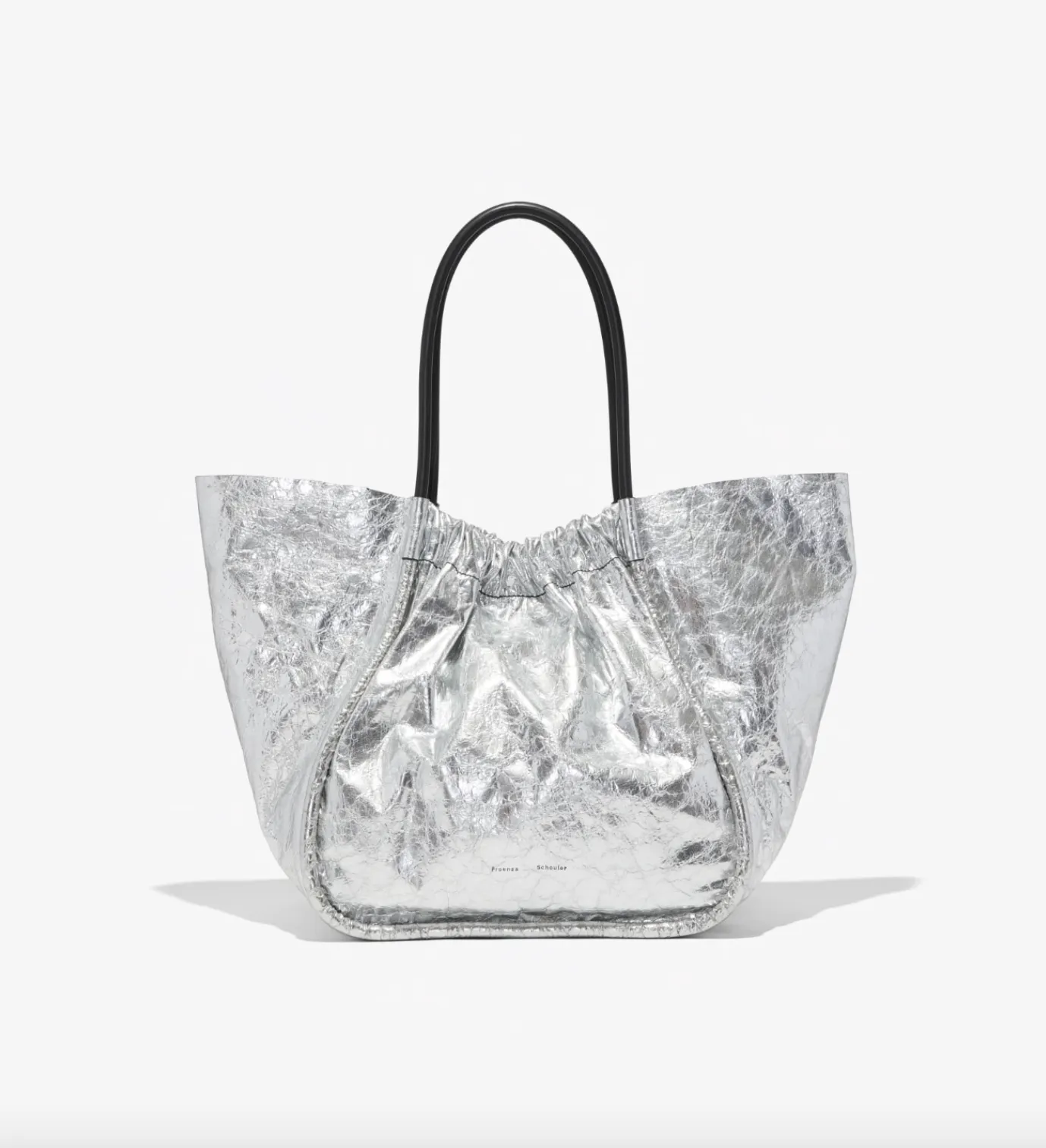 XL Ruched Tote - Metallic Leather