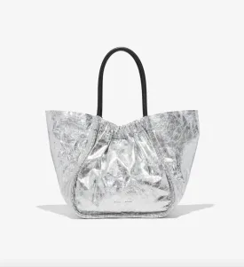 XL Ruched Tote - Metallic Leather