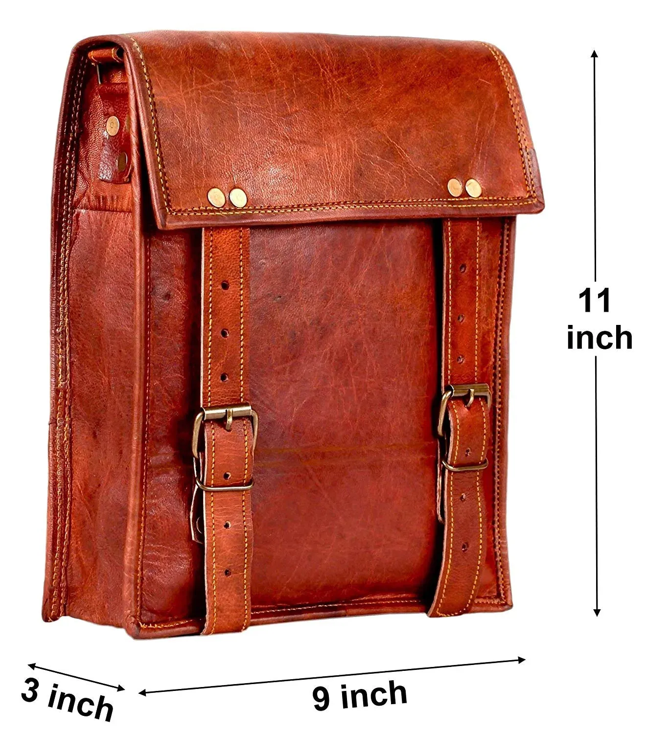 Zeus 11" Leather Crossbody iPad Tablet Messenger Bag